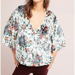 Anthropologie Maeve Umi Wrap Top Velvet Floral